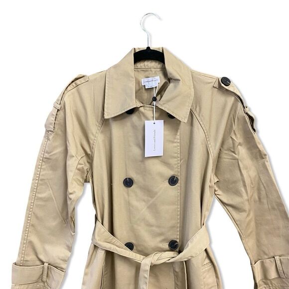 NWT Lovers and Friends Rachel Ridley Trench Coat Beige khaki belted Revolve XS - Picture 9 of 13